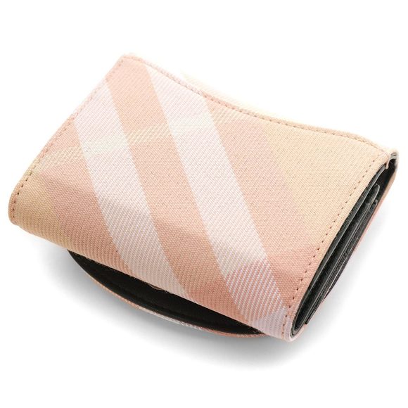 Burberry Trifold Wallet Rocking Horse Check Peach Pink LS COMPACT - Picture 5 of 5